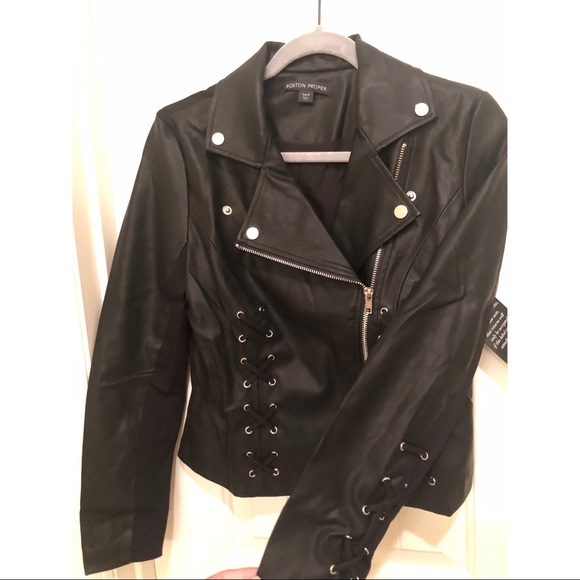 NWT Boston Proper Vegan Leather Moto Jacket - Picture 4 of 6
